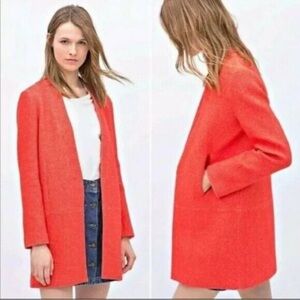 ZARA Blazer Coat Womens Sz M Coral color with pockets